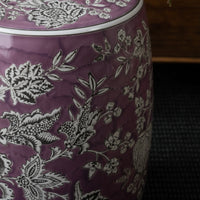 Drum Stool Embossed Ceramic Accent Table Versatile for Bedroom