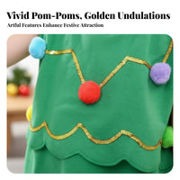 PerformancePrepared Christmas Tree Dress Set celestial Headband Included Christmas Tree Costume Big rear ribbon Festive Attire Tulle Skirt for female children, Kids, young children, School performance, festive celebration