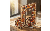 Music-Themed Wooden Jigsaw Interlocking Ornament Freestanding Layered Wood Interlocking Decor Cutout