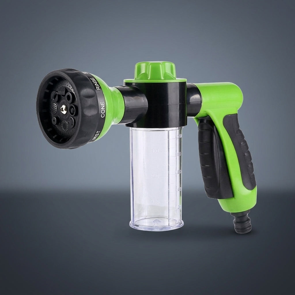 Spray Bottle with Soap Dispenser for Car Cleaning, Hose Nozzle with 8 Spray Patterns for Car Wash, 1000ml Dispenser Bottle, Hose Attachment