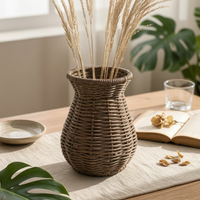 Woven Rattan Vase Flared Rim Table Decoration for Flower Arranging