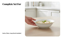 Bone China Tableware Set, Gold Rim, Embossed, Modern Minimalist, Multi-Piece, Gift for Home & Business