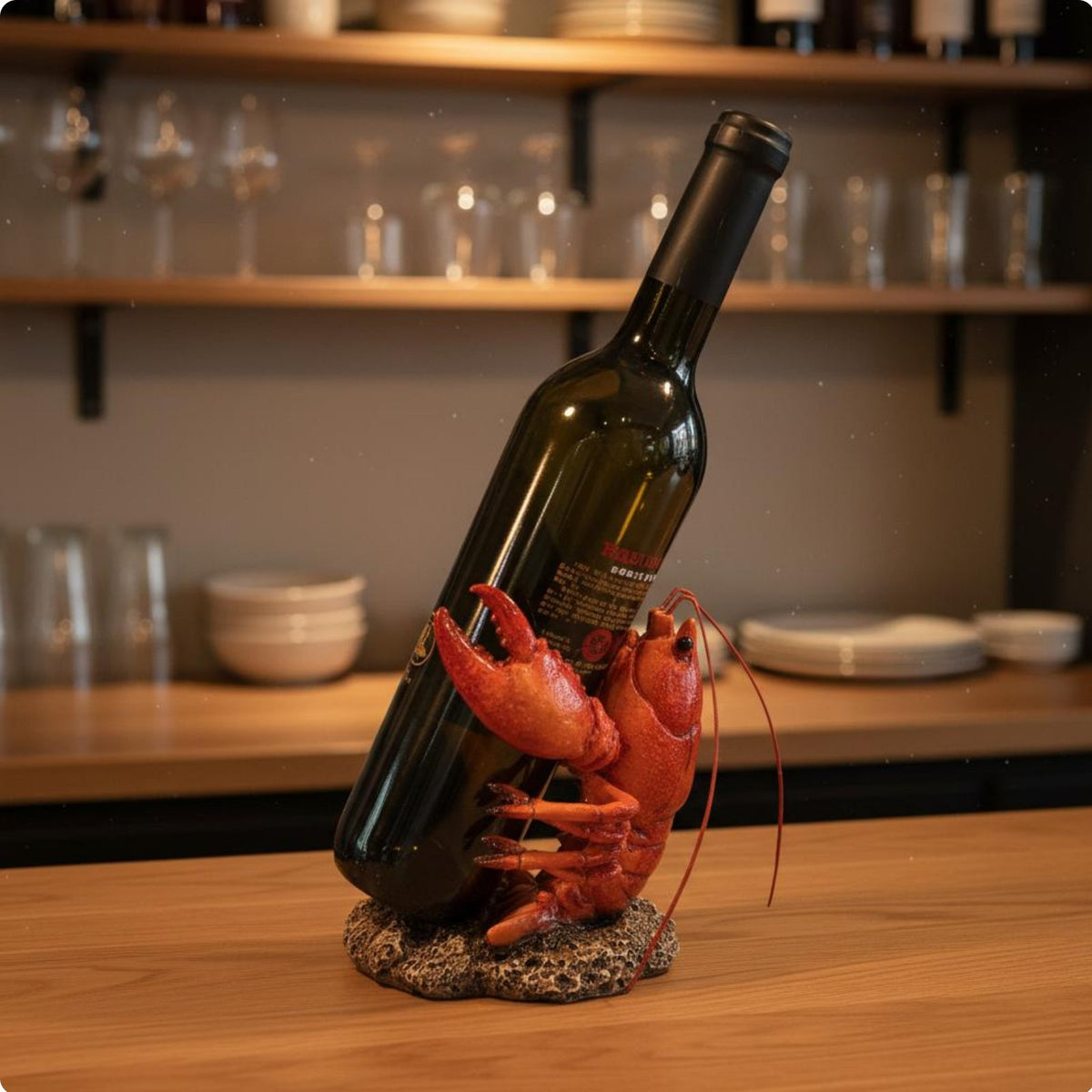 Crustacean Vino Bottle Holder Unique Gift Crawfish Bottle Stand Sturdy