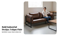 High-Density Foam Cushion Industrial Bar Furniture Set Heavy Duty Industrial Booth Sofa Easy to Clean Metal Frame Faux Leather Sofa Scratch Resistant for Cafe Owners, Interior Designers, Tavern, Lounge, Hotel