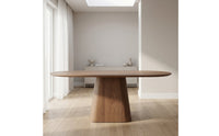 Minimalist Oval Dining Table Tapered Dining Table with Pedestal Base Apartment-Friendly Furniture Stable for Kitchen