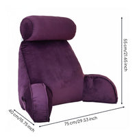Supportive Armrests Bed Backrest with Arms and Neck Roll Soft Velvet Material Husband Pillow Removable Washable Cover Bedding Accessory Convenient Side Pocket for Gaming