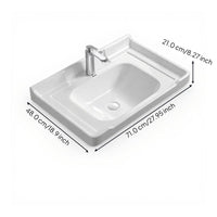 Rectangular ceramic vanity sink, alabaster finish