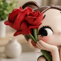 Cartoon Girl Statue Lightweight Resin Girl Figurine Detailed Carving