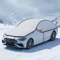 Thickened Half Car Cover Quilted Car Half Cover Secure Fit Cotton Lined for Outdoor Parking, Winter Protection