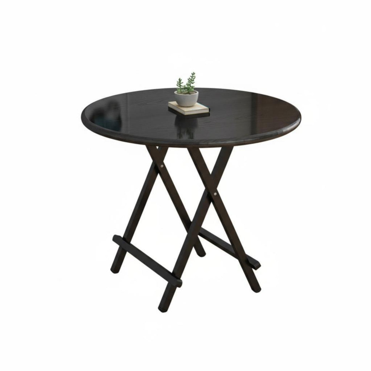 Portable Round Drop-Flap Table Space-Saving Design Collapsible Surface Seats 4 People Household Furniture Contemporary Design for Apartment Dwellers, Families, Outdoor, Kitchen, Dining Room, Breakfast Nook