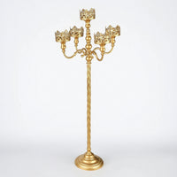 Gold-Finished Candelabra with Three Arms Twisted-Stem 3-Arm Candelabra Ornate Candlestick with Three Cups Elegant for Weddings