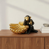 Banana Monkey Statue Desktop Decoration Gold Banana Ape Ornament Creative Design