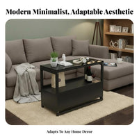 Sofa Side Cabinet with Drawer Sturdy Construction End Table Tempered Tempered