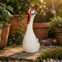 Screaming Chicken Figurine Chicken Figurine Hand-Painted Art Sculpture for Garden