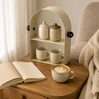 Desk Organiser for Students, 2 Tier Metal Monitor Stand, Movable Milk Tea Desk Tidy for Home Office, 27cm Length