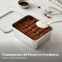 Rectangular Pan with Clear Lid Easy to Clean Bakeware Freezer Safe for Parties