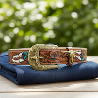 Belt with Bull Skull Buckle Country Belt with Bull Head Buckle Rugged Apparel for Men, Cowboys, Rodeo, Costume Parties