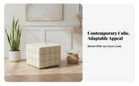 Cube Pouf Italian Design Ottoman Modern Luxury for Living Room, Entryway, Adults