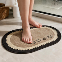 Linen Weave Non-Slip Absorbent Bathroom Mat for Toilet and Washroom