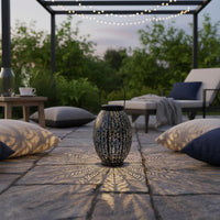 Solar Hanging Lantern Energy Saving Hollow Metal Lantern Warm Light for Lawn