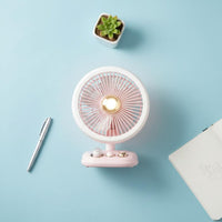 Mini Desk Fan Lamp Night Light Home Appliance Strong Wind for Dorm Room