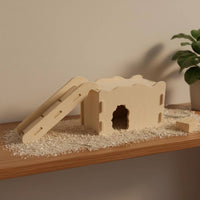 Hamster Ramp House Side Entrance Wood Hamster House Wavy Top Border