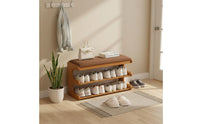 Space Saving Entryway Shoe Bench with Cushion Multi-Functional Shoe Rack Bench Sturdy Construction Home Furniture Large Capacity for Hallway