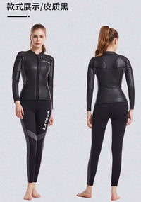 LAGCEN2.55MM保暖加厚长袖游泳衣女分体防晒潜水服水母衣冲浪套装