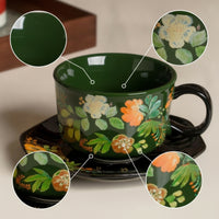 Cup and Saucer Set Floral Vessel Stylish for Breakfast