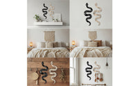 2 Pieces Wooden Wall Art Snake-Shaped Wall Ornaments Minimalist Wood Plaques for Living Room, Hallway, Studio