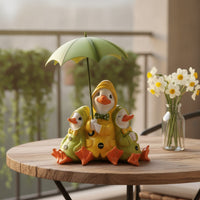 Ducks with Umbrella Statue Resin Duck Statue Cute for Patio