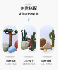 跨境仿真仙人掌鱼缸造景水草摆件水族箱沙漠微景观装饰品彩石套餐