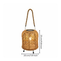 Handwoven Solar Lantern Braided Rope Handle Handwoven Rattan Lantern for Balcony