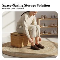 Woven Storage Stool Long-Lasting Frame Footstool Multi-Functional Design