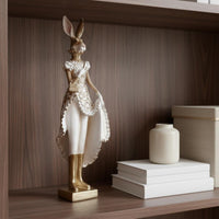 2 Pieces Dress Rabbit Figurine Luxury Look Home Decor Decorative for Desktop