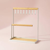 Decorative Metal Jewelry Display Rack Multi-Functional Jewelry Stand Large Capacity Necklace and Earring Holder Stable Base for Women, Teens, Bedroom, Closet