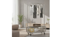 Floor-Standing Clothes Rack with Basket Space-Saving Rolling Clothes Rack Stable Furniture Heavy-Duty for Entryway, Boutique