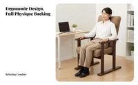 Cushioned Wooden Accent Chair Relaxed Recline Armchair Includes Headrest Pillow