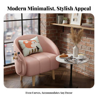 Upholstered Tub Armchair Minimalist Design Lounge Chair Ergonomic Spine Rest High-Density Padding for Reception Area, Balcony
