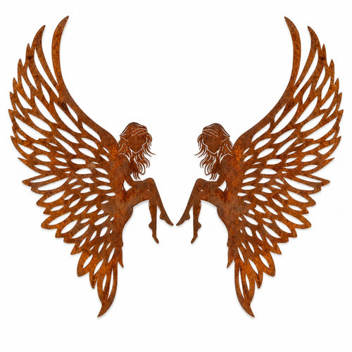 Angel Avian Forms Wall Artistic Metal Angelic Avian Forms Weathered Finish Rust Brown