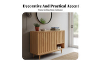 Fluted Door Cupboard Nordic design Sideboard Walnut Color Finish Multi-Functional for Apartment Dwellers, Adults, Kitchen