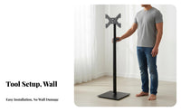 Drill-without Cost Floor TV Stand Easy Assembly Freestanding TV Mount Stable Base Universal Monitor Floor Stand Space-Saving for Renters, Small Areas, Apartments, Office, Bedroom