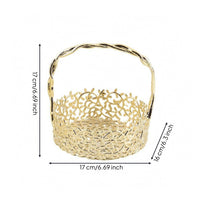 Metal Hand Basket Gold-Tone Home Decor Long-Lasting