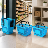 Rolling Plastic Shopping Basket with Handle for Supermarket and Convenience Store