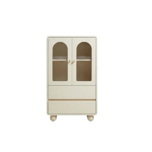 Tall Cabinet with Transparent Doors sturdy Wood Legs for Study, Bedroom, Renters