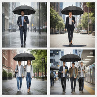 Windproof Long-Handled Umbrella Protection Umbrella with Wrist Strap Weather-Resistant Long-Lasting for Students