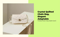 Quilted Chain Crossbody Bag, Geometric Handbag, Multi-Pocket