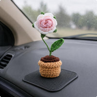 Crochet Flower Pot Maintenance Crocheted Potted Flower Gift Table Ornament for Office Desk, Living Space