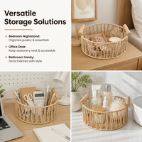 Luxury Woven Plant Fiber Laundry Hamper, Handwoven Washing Basket with Wood Handle, Brown Storage Basket for Dirty Clothes