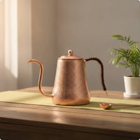 Copper Gooseneck Kettle Handcrafted Copper Kettle Textured Vessel for Tea Time
